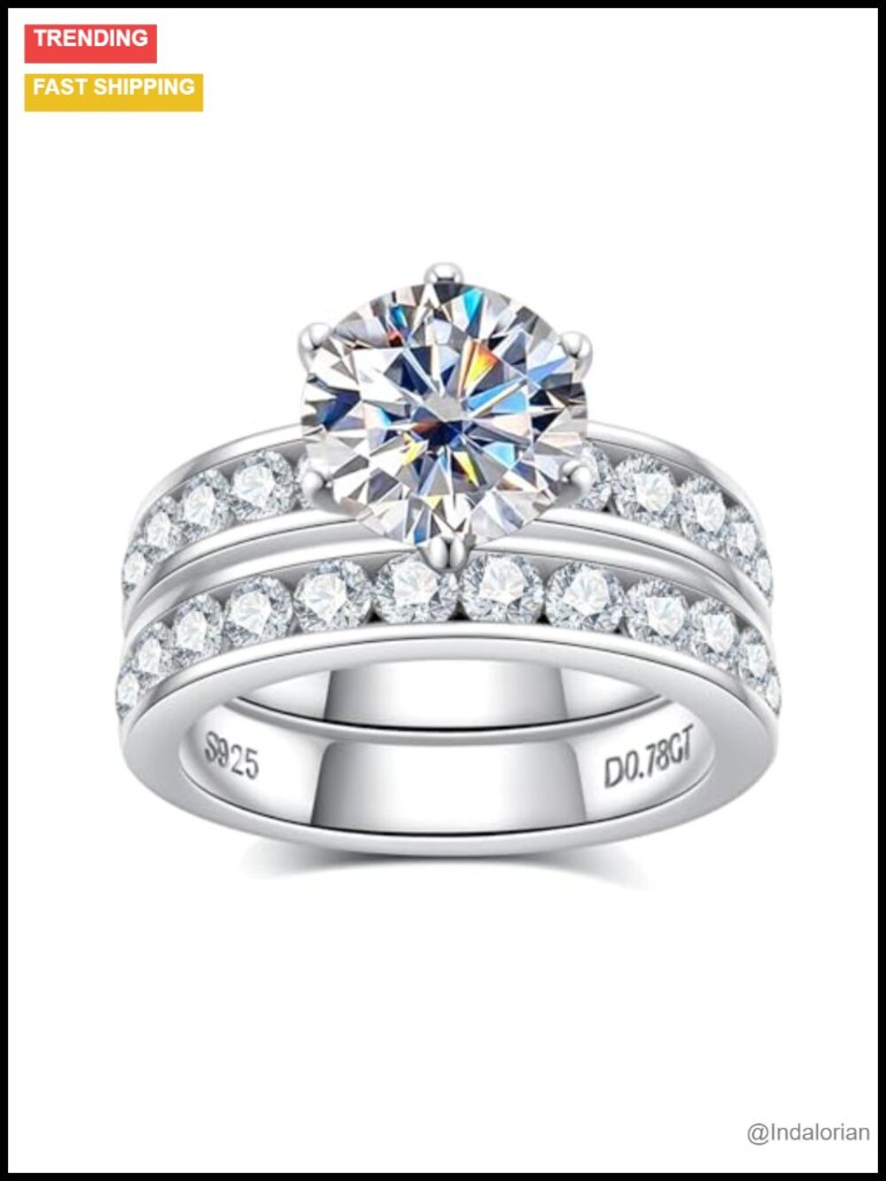 Moissanite Bridal Set 4.48CTW 925 Sterling Silver Wedding Rings Women